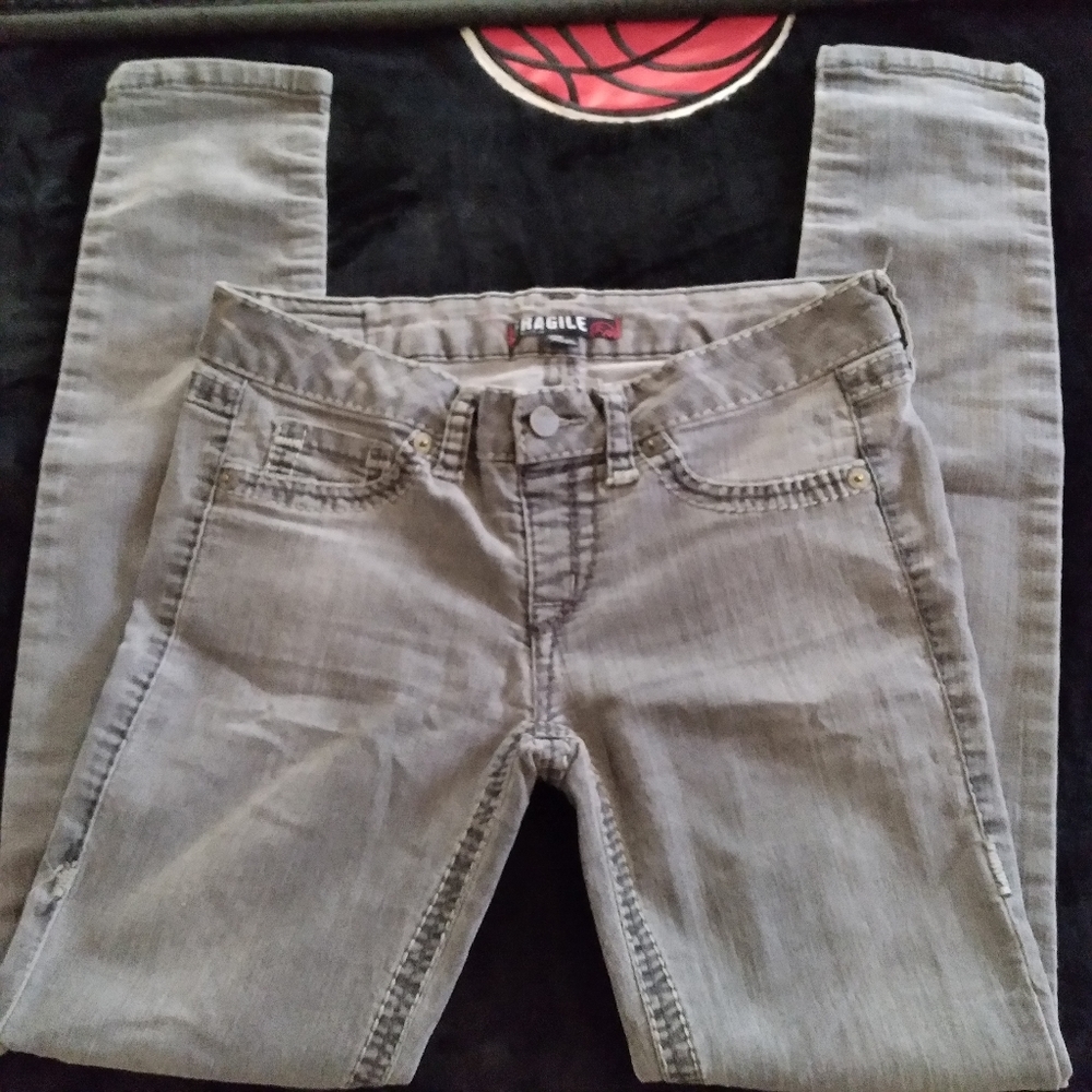 COPY - Fragile Women's Gray Skinny Low Rise Mock Pockets Zipper Jeans